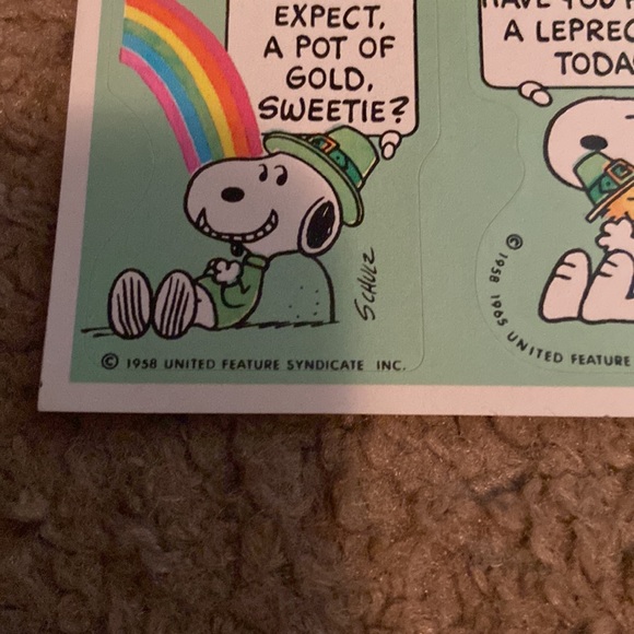 VNTG Peanuts Snoopy/Woodstock St.Patrick’s Day 9 sticker sheet- New - Picture 3 of 4